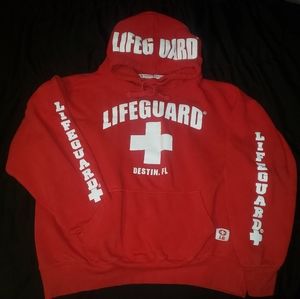Red LIFEGUARD Destin Beach Hoodie Sz L